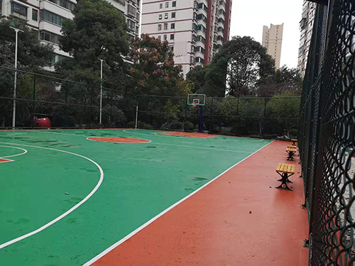 常德市武陵區國源小區塑膠籃球場，硅PU球場，籃球架安裝 體育器材，體育設施